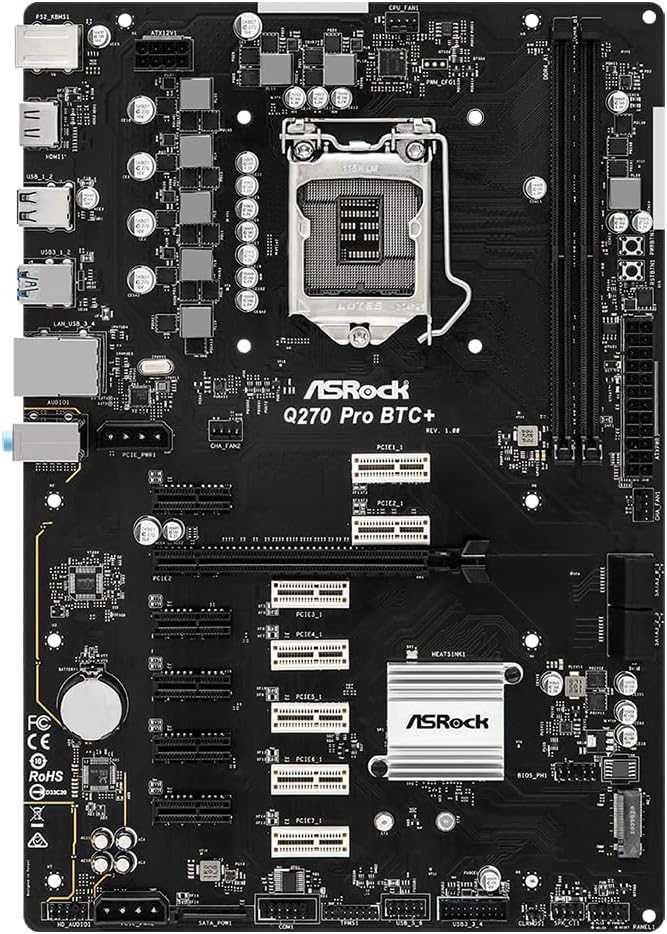 ASRock Q270 PRO BTC+ gniazdo do płyty głównej górniczej 1151 12X NOWA