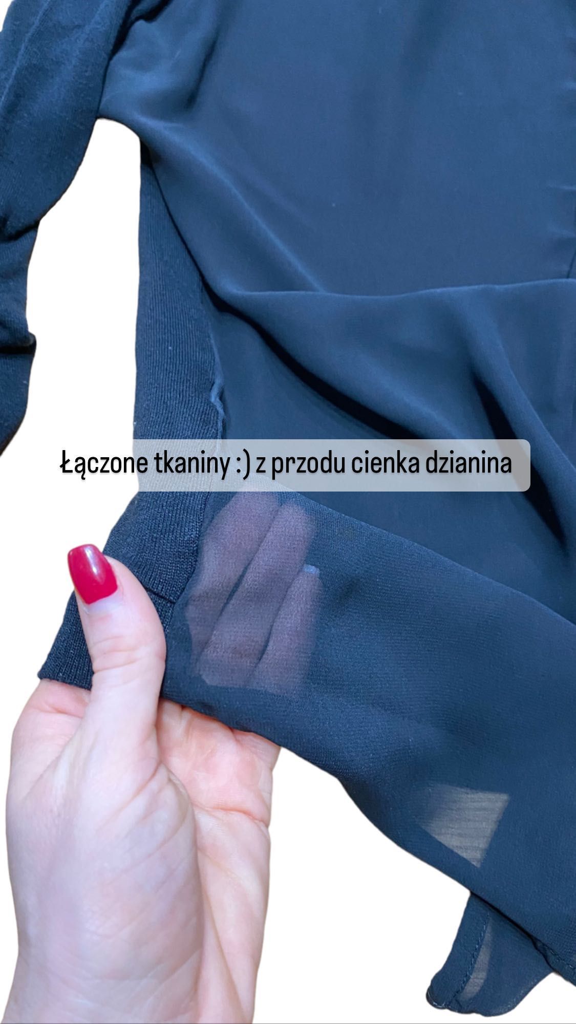 Czarna bluzka Mavi Jeans łączona tkanina dzianina S rękaw 3/4