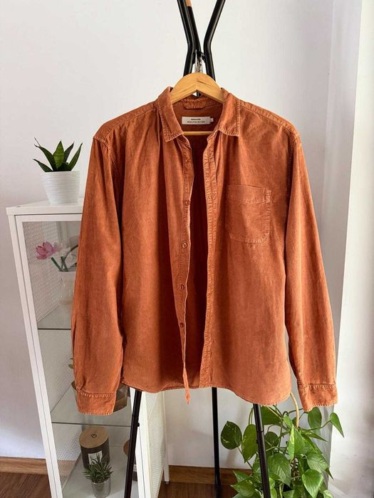 Bawełniana sztruksowa ceglasta koszula męska 100% cotton