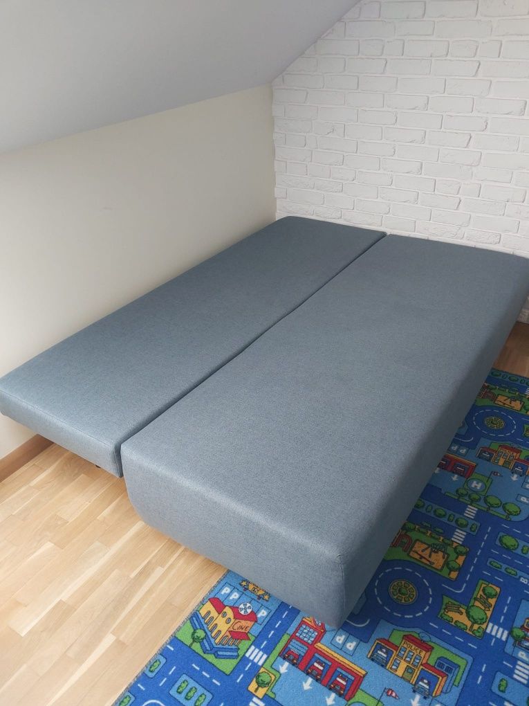 Jak nowa sofa niebieska kanapa rozkładana star pojemnik niebieska