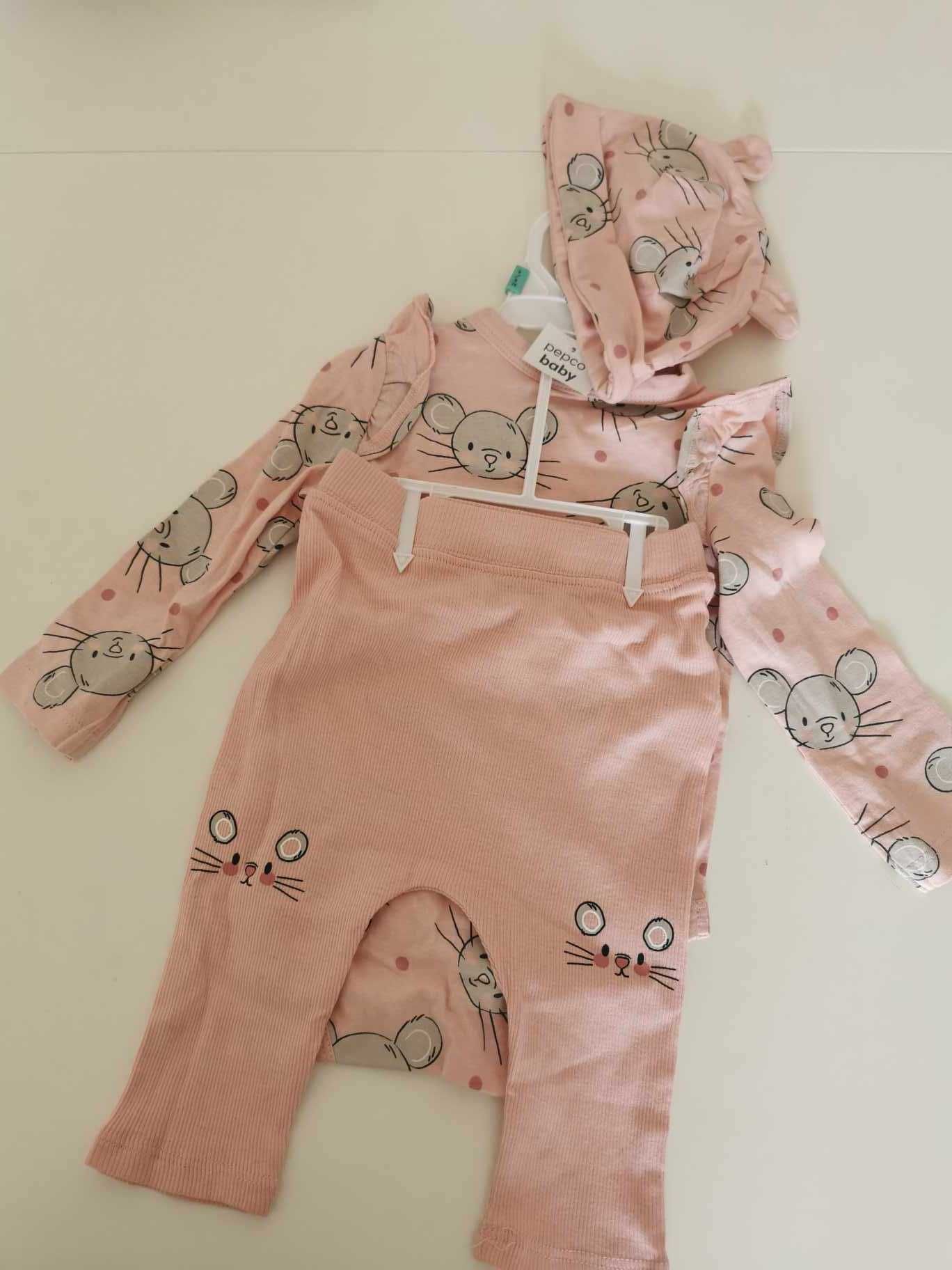 NOWY Zestaw So Cute rozm. 74 różowy w myszki
