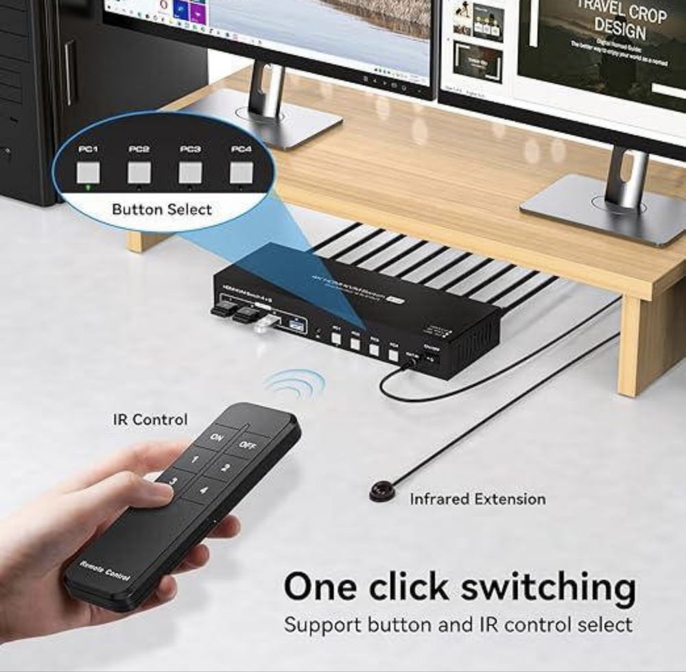 KVM HDMI Switch 4x2. Свич. 4K за 60 Гц. 4 портові перемикачі