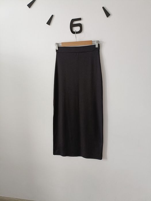 Długa czarna spódnica maxi damska S prążek