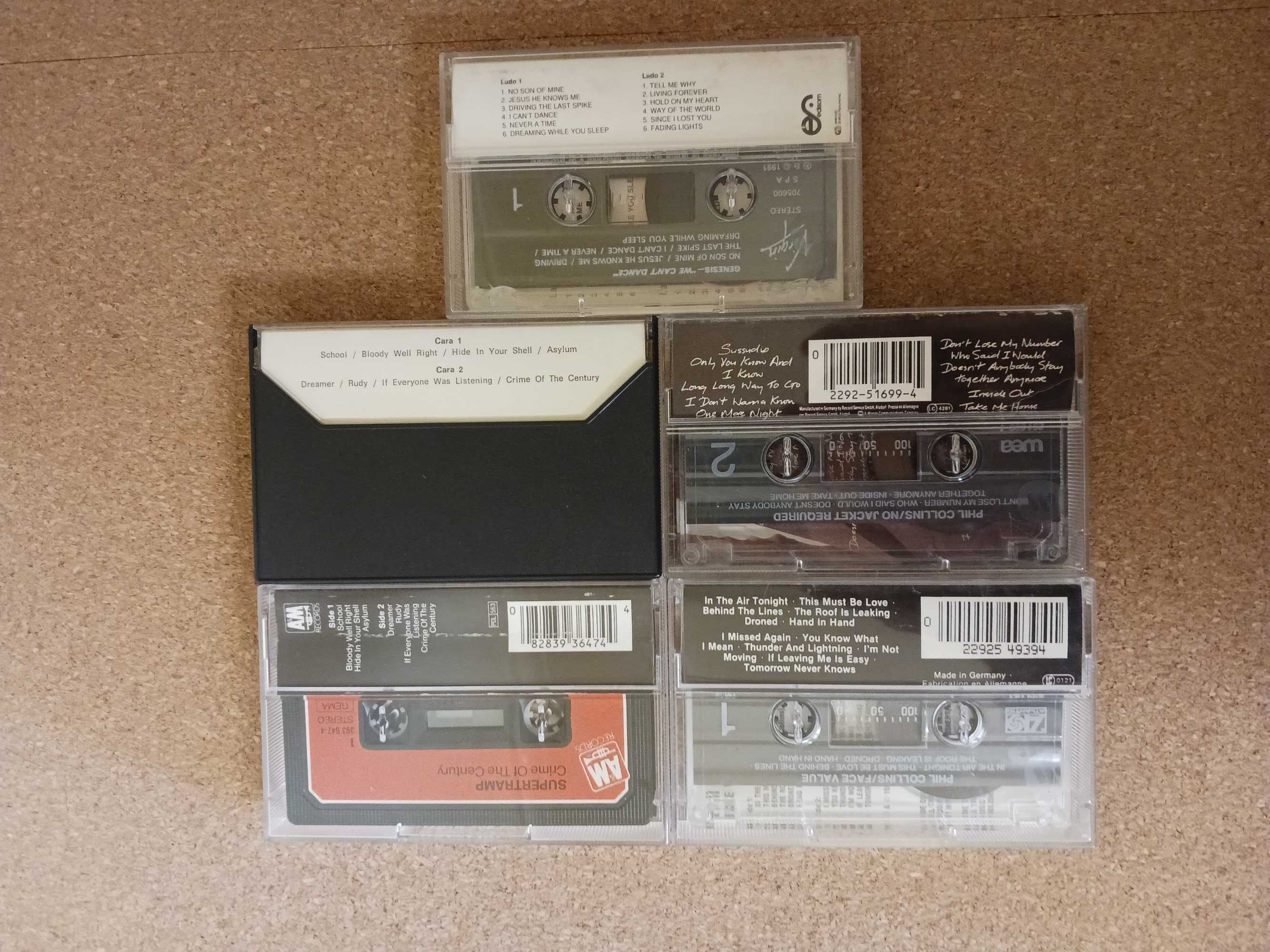 Cassetes, Supertramp, Genesis, Phill Collins