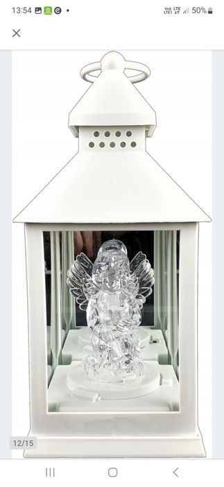 Lampion z aniołkiem świecący na Baterie na grób