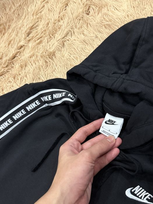 Чёрная кофта худи nike на лампасах найк оригинал m