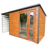 SCHOWEK  DOMEK OGRODOWY 2,5m x 2m + wiata 1,3m  jasny orzech ID422