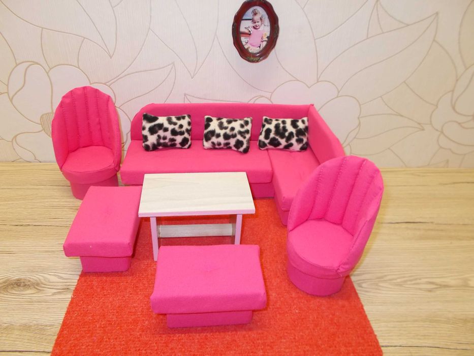 drewniane mebelki dla lalek typu barbie łóżko piętrowe pościel