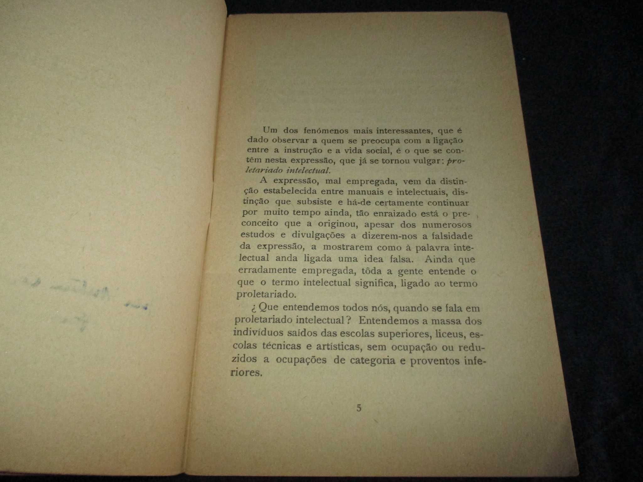 Livro O Destino do Proletariado Intelectual Emílio Costa 1935