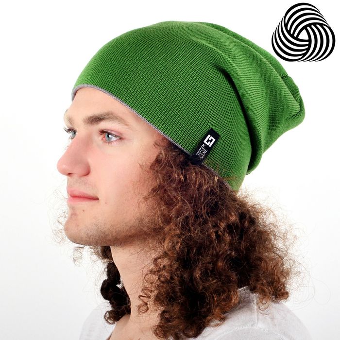 Молодежная двусторонняя шапка из 100% шерсти мериноса от Loman!