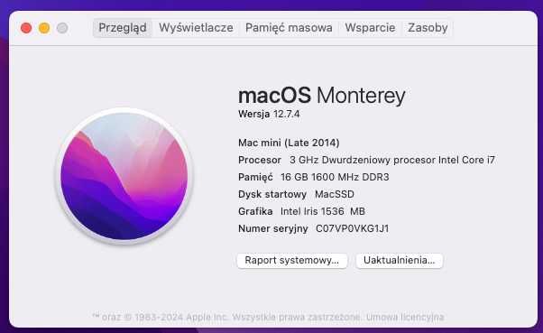 Mac mini 2014 i7 3,0/16GB/SSD 256GB/HDD 1TB
