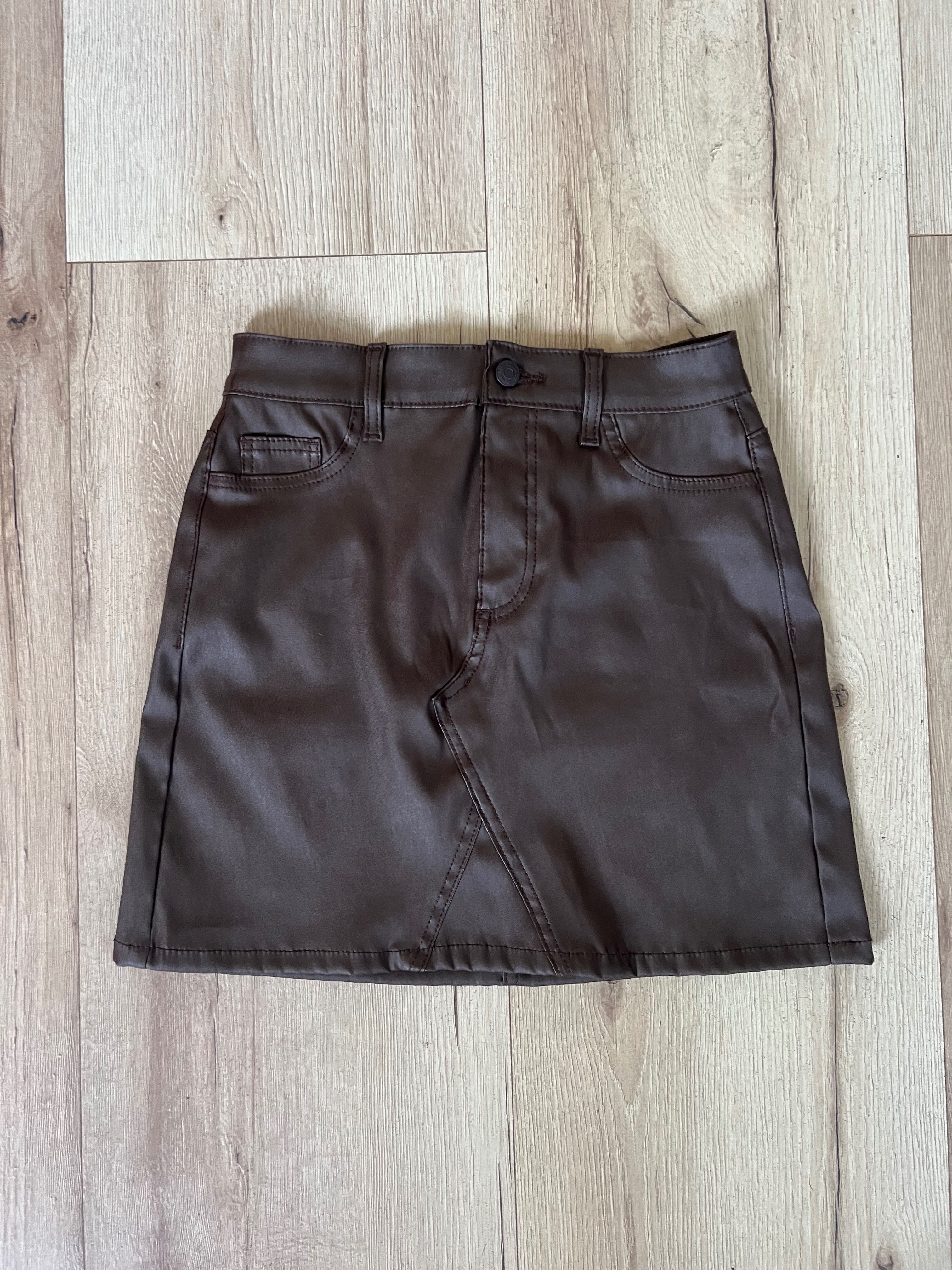 Brązowa spódnica z imitacji skóry - Primark