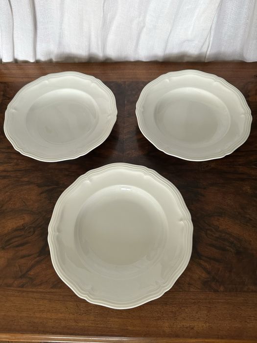 3 głębokie talerze Rosenthal Chippendale biel ze śladami użytkowania