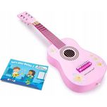 Gitara drewniana dla dzieci różowa New Classic Toy- kwiatki MG 24