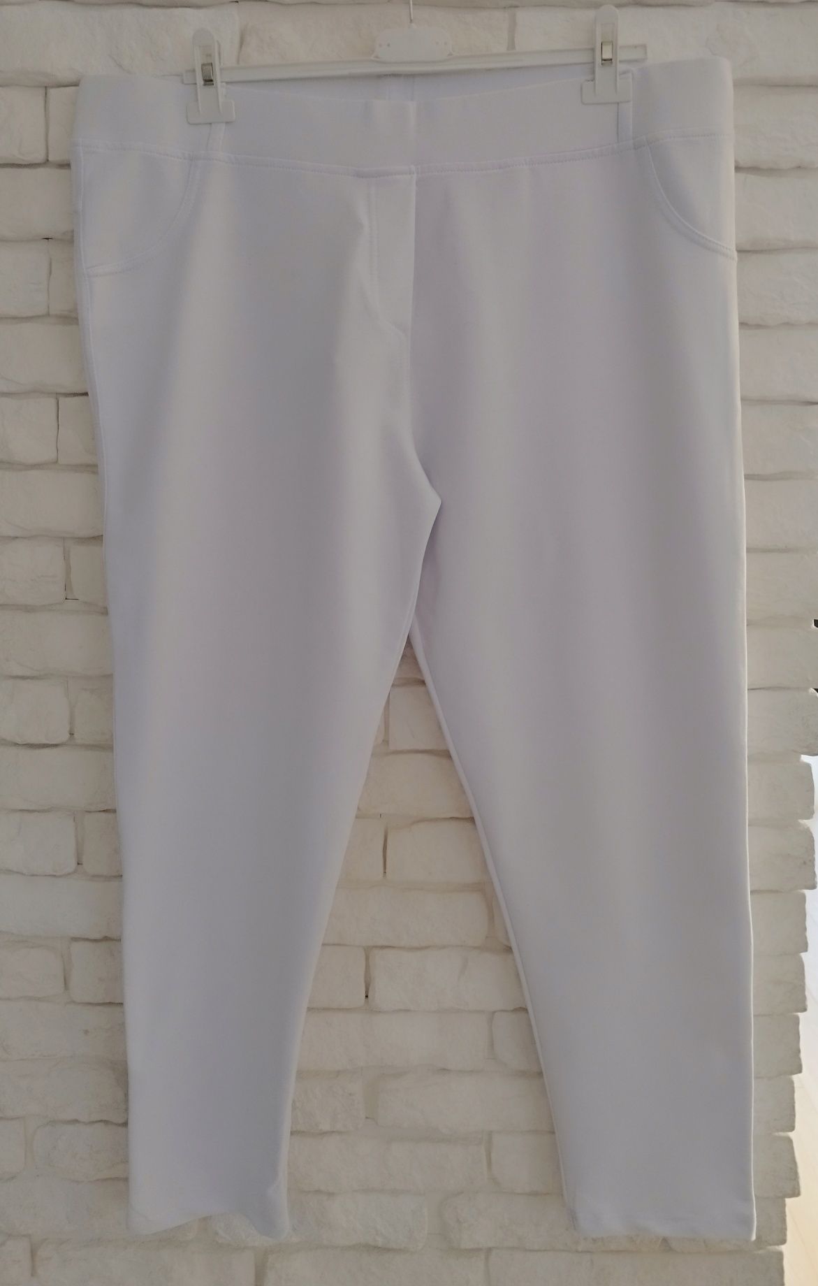 Zentex super jakość białe eleganckie elastyczne spodnie 48 50 xxxxl