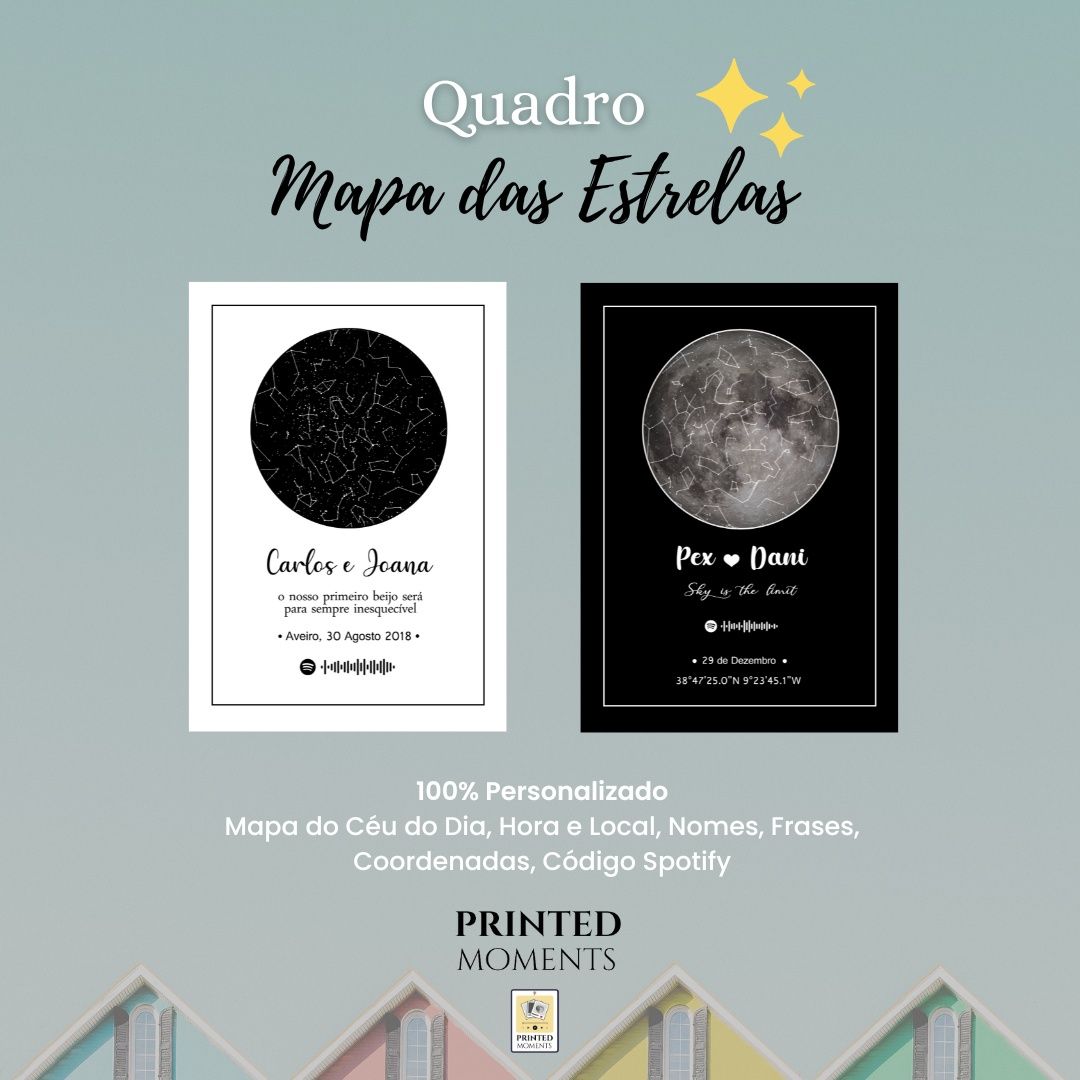 Placa Spotify /mapa estrelas / casalflix poster e quadro presente