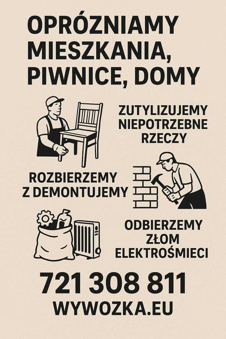 Opróżnianie piwnic, strychów, wywóz mebli i odbiór złomu wywozka.eu