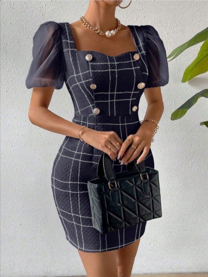 Elegancka sukienka granatowo zlota wesele komunia 44