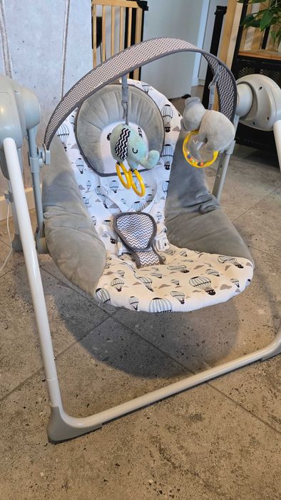 Elektryczny bujaczek Kinderkraft MINKY 2w1 – szary, w świetnym stanie!