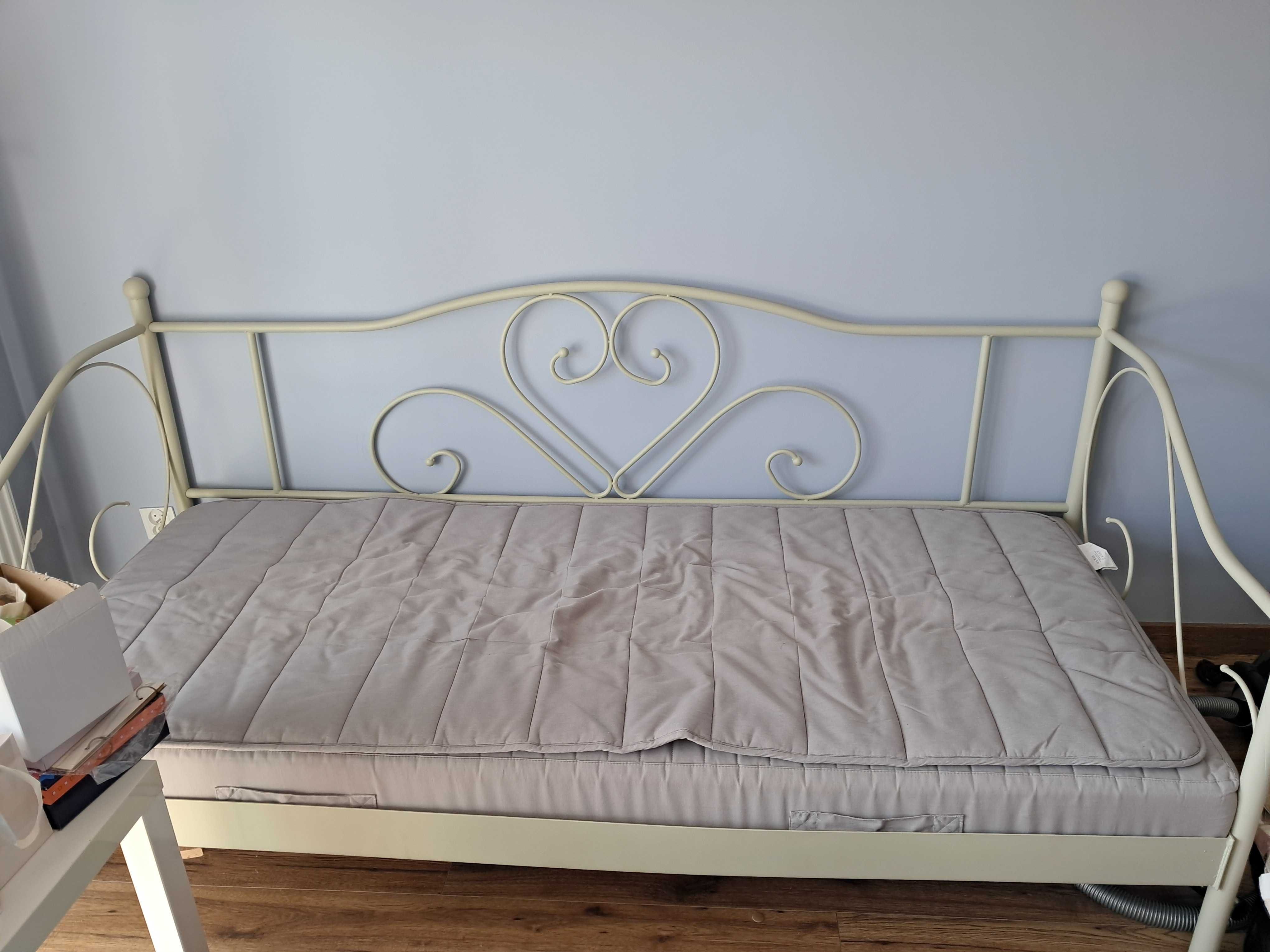 ODBIÓR WŁASNY Łóżko metalowe jednosobowe 90x200 z materacem Ikea