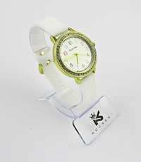 Zegarek pasek silikonowy biały tarcza stal kolor cyfry cyrkonie ZG104
