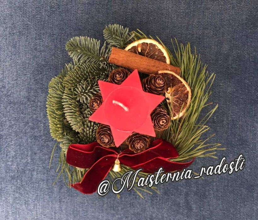 Святковий декор зі свічкою — “Червона зірка зими”