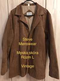 Steve menswear kurtka skóra, skórzana rozm L, męska brązowa Vintage