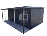 GARAŻ BLASZANY 3m x 5m + wiata 1m. - spad tył Brama antracyt ID394