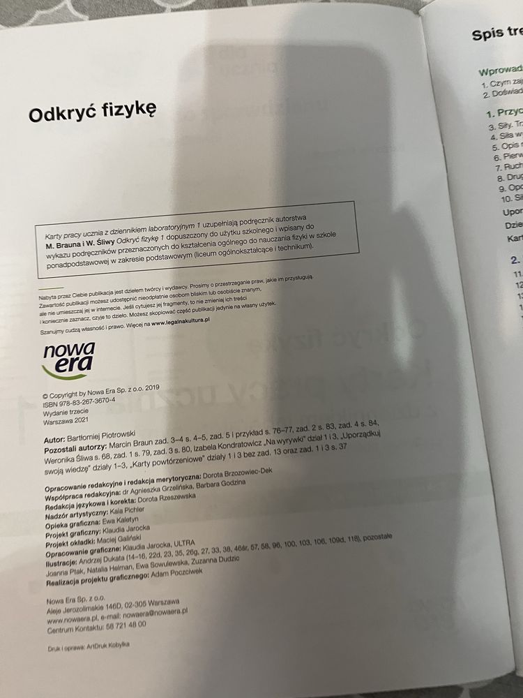 Karty pracy- Odkryć fizykę, fizyka 1, Nowa Era