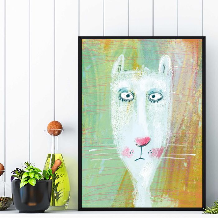 plakat abstrakcja akwarela z kotem, plakat obraz kot abstrakcja, kot