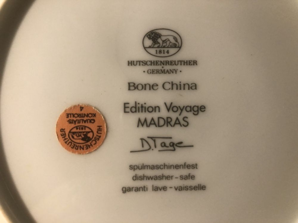 Hutschenreuther, Bone China serviço edição voyage Madras