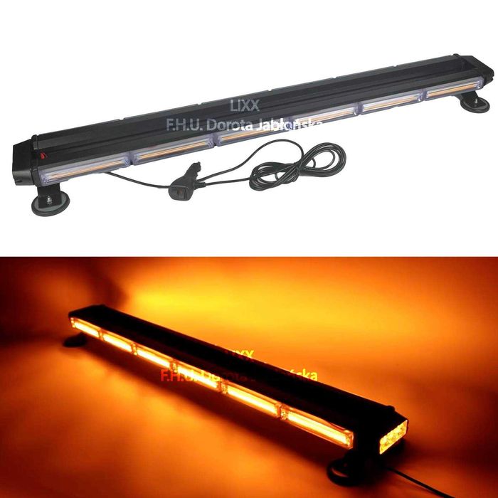 Stroboskop POMARAŃCZOWY 95cm Belka KOGUT 6 modułów laweta 12V 24V