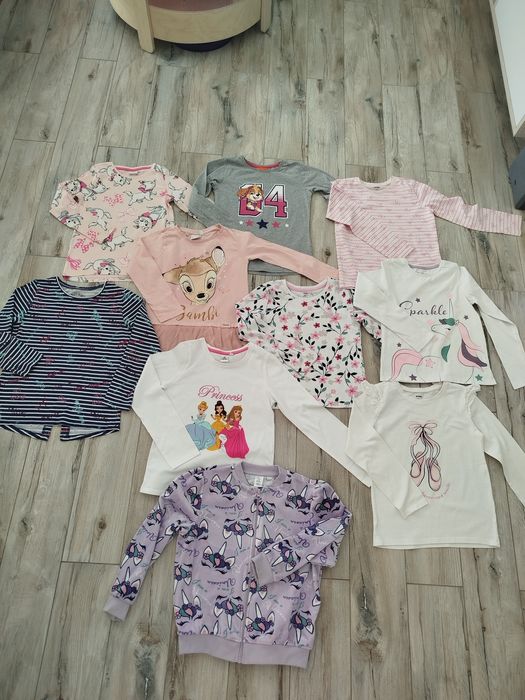 Bluzki dziewczęce długi rękaw i bluza w jednorożce r.128