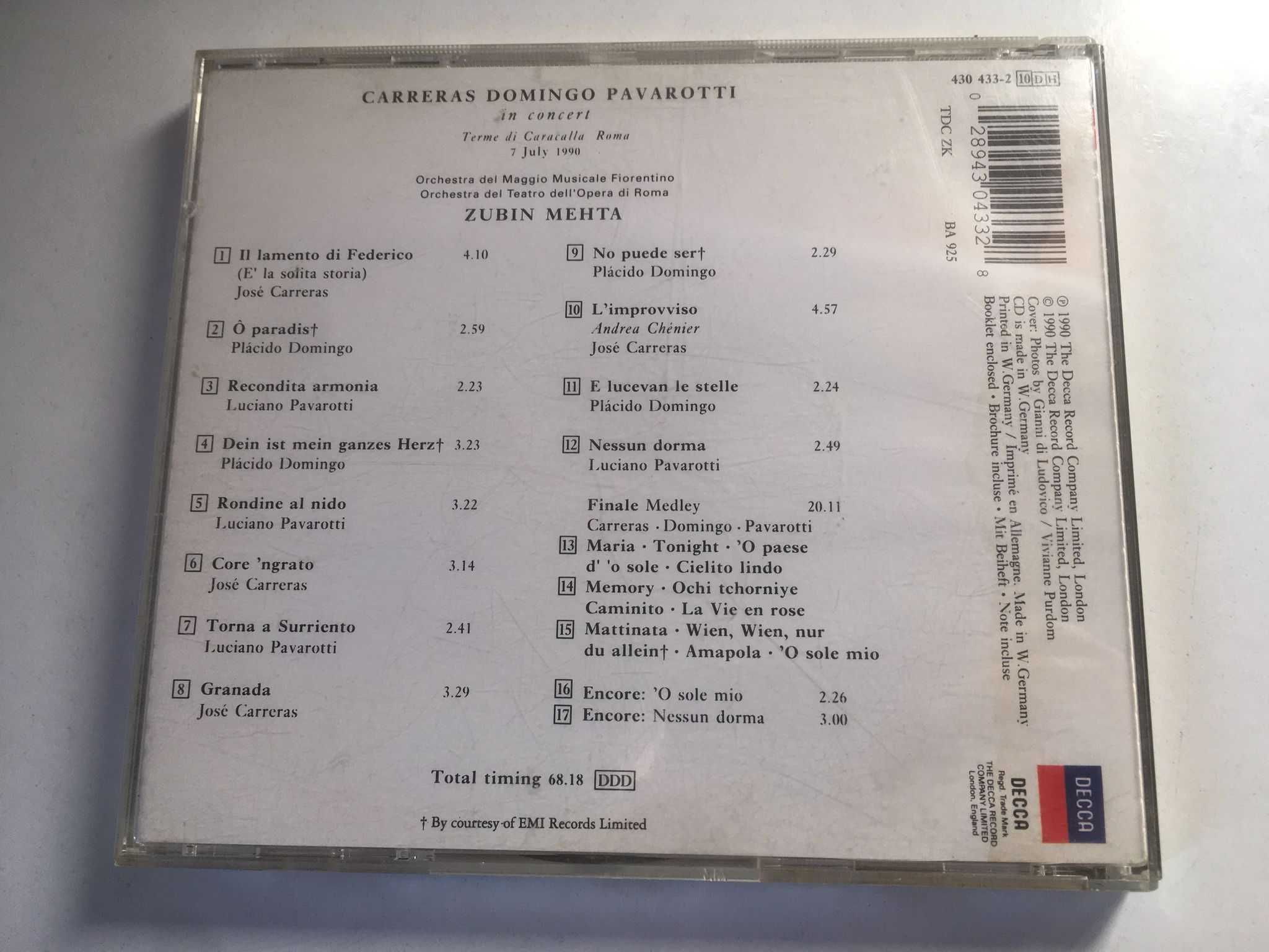 CD - Carreras Domingo Pavarotti in Concert Mehta