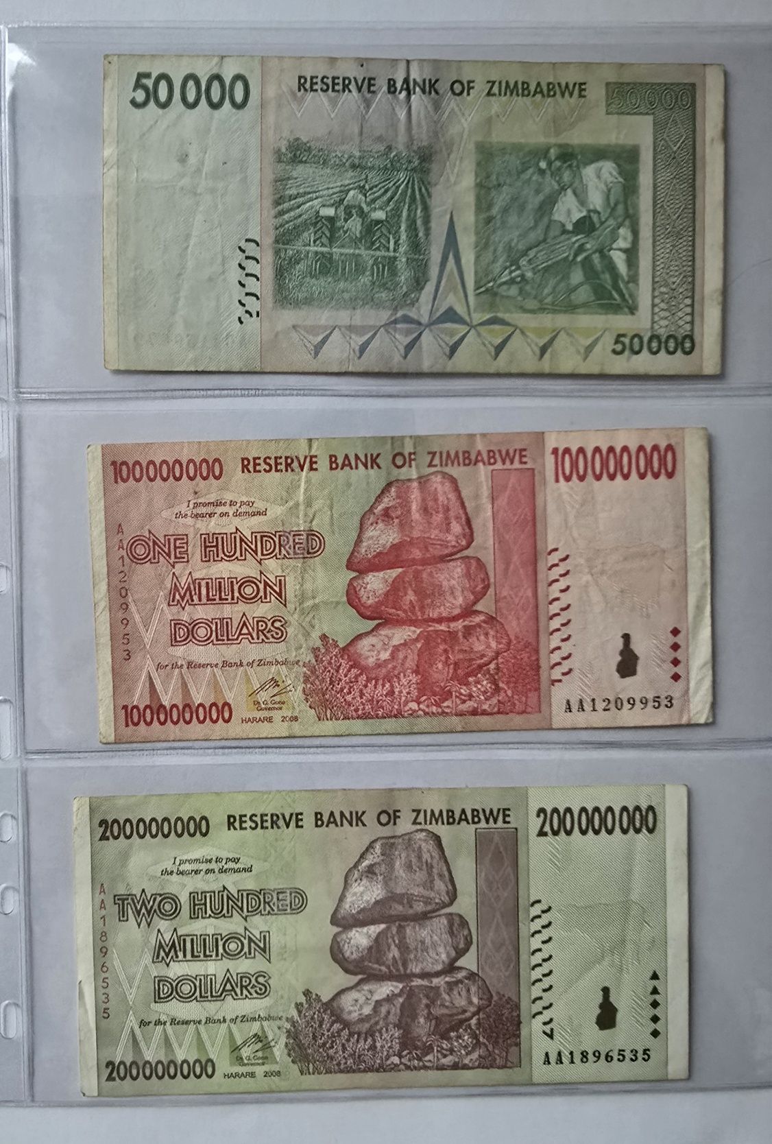 Zimbabwe 2008 banknoty