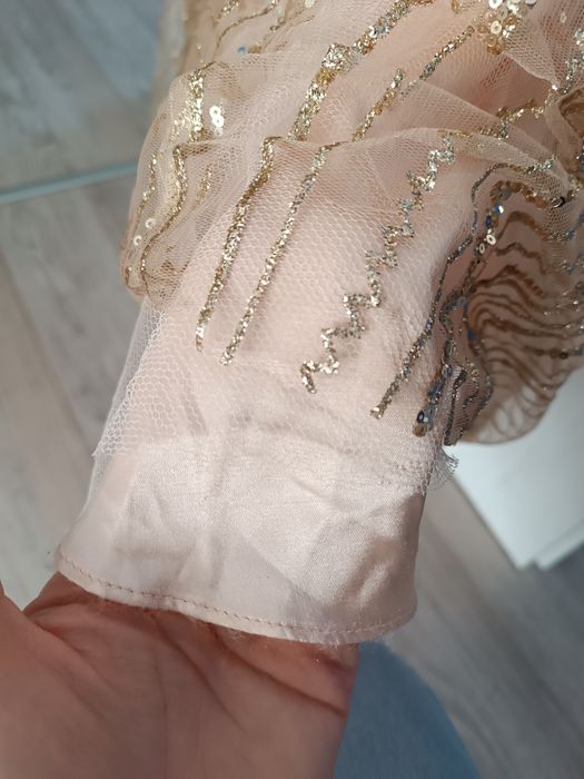 Sukienka złota cekinowa balowa sylwestrowa na ślub poprawiny r. S