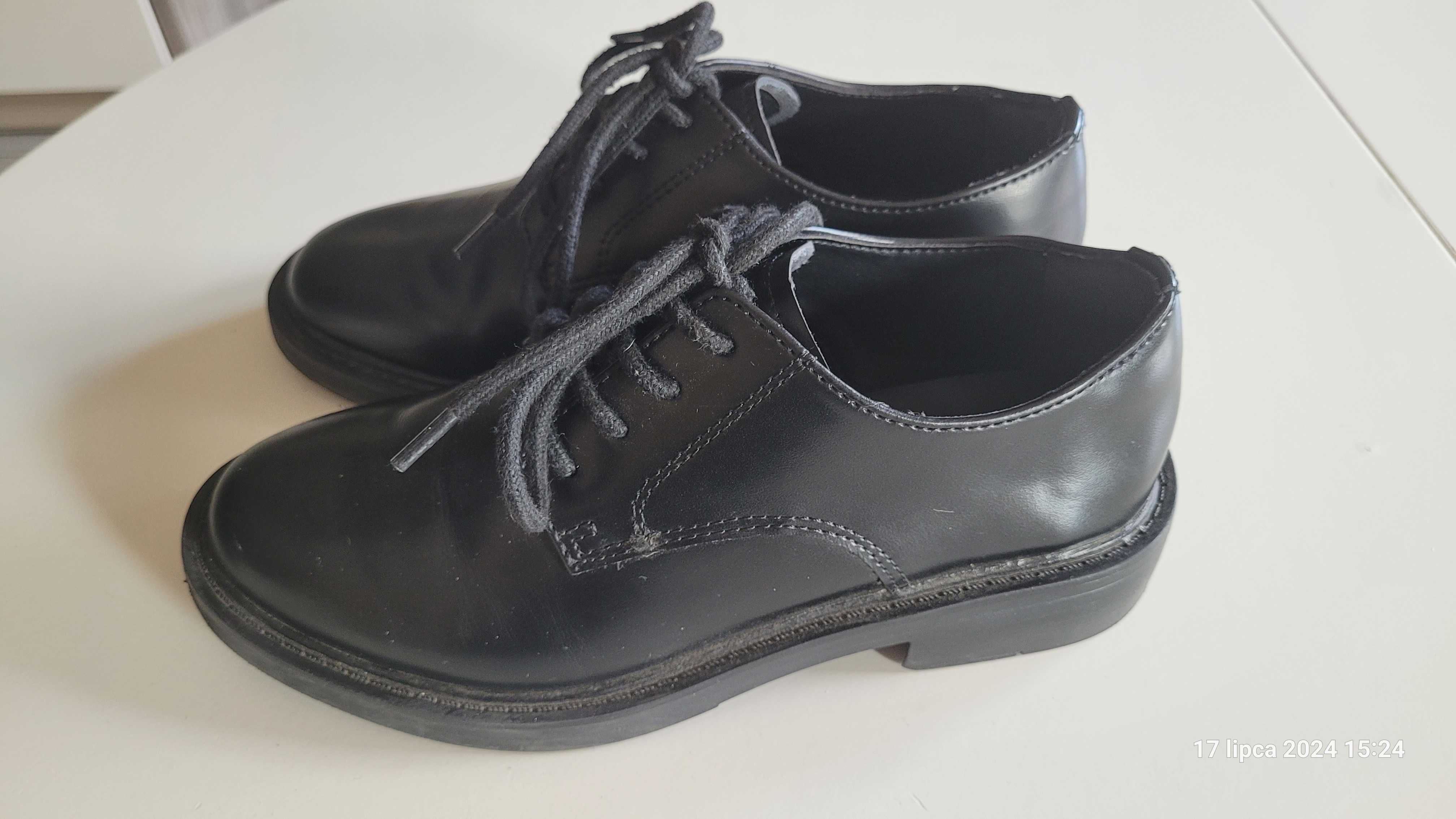ZARA Sznurowane czarne buty chłopięce derby rozmiar 34 komunia