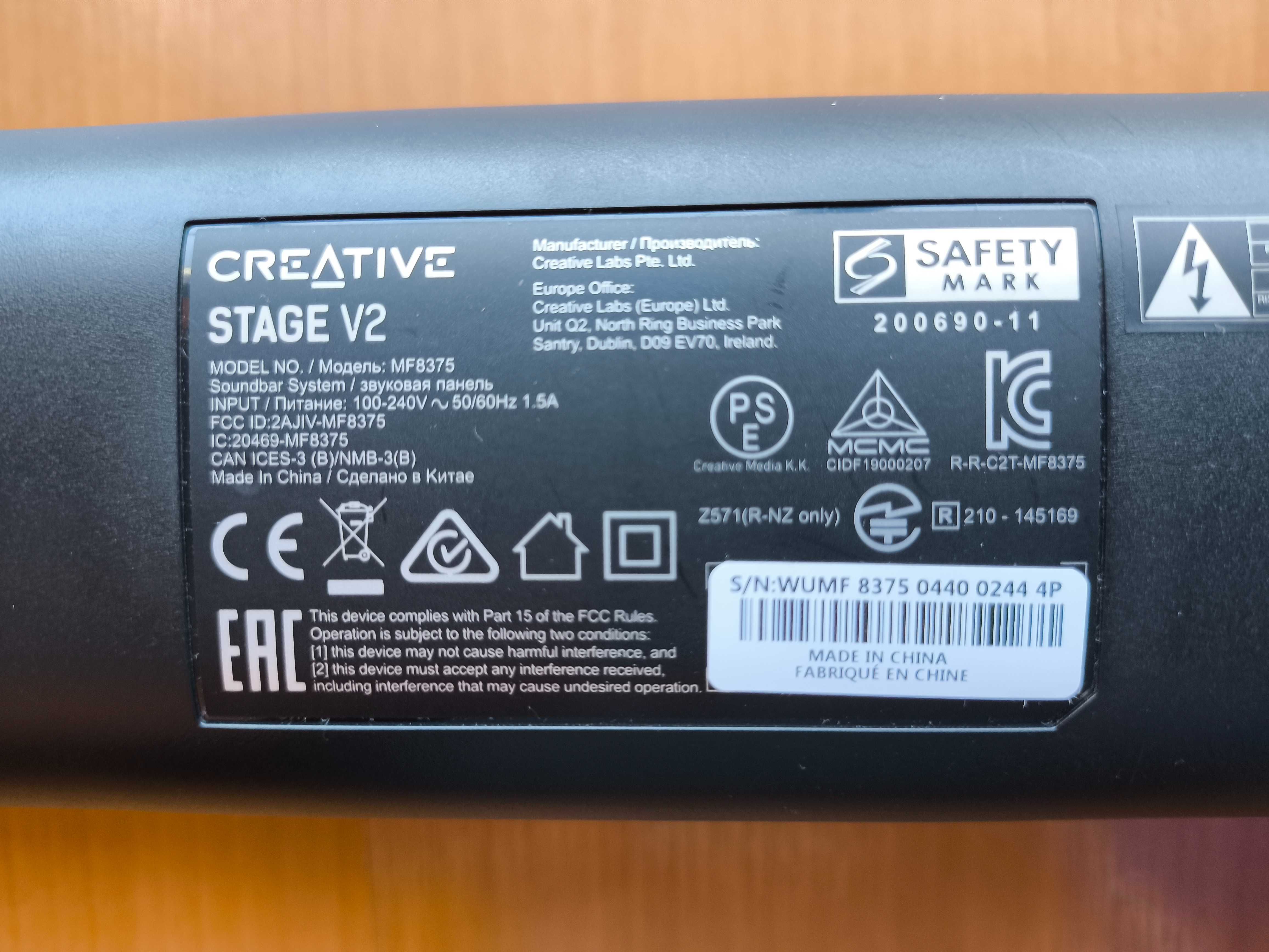 Barra de som/soundbar Creative Stage V2