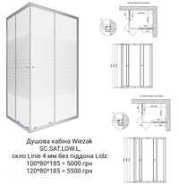 Душевая кабина WIEŻAK SC100*90*120*SAT.LOW.L, низкий, стекло Linie 4мм