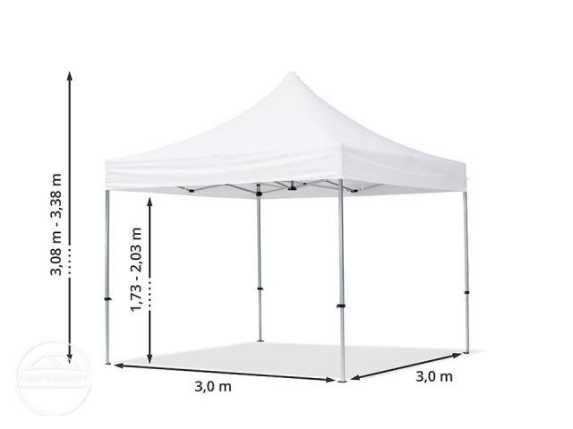 3x3 m Namiot Ekspresowy Alu 32mm, z 2 ścianami, okno panoramiczne
