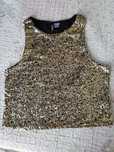 Roupa. Croptop brilhante, com lantejoulas.