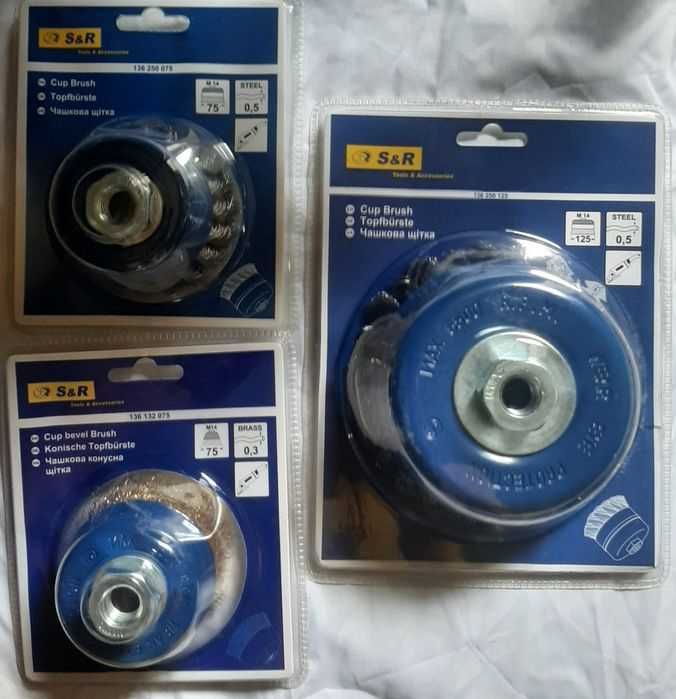 Щітка чашкова S&R 75 125 латунь сталь щетка карцовка на болгарку wd40