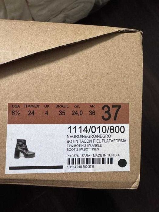 Жіночі шкіряні ботильони Zara 37 шкіряні ботинки зара