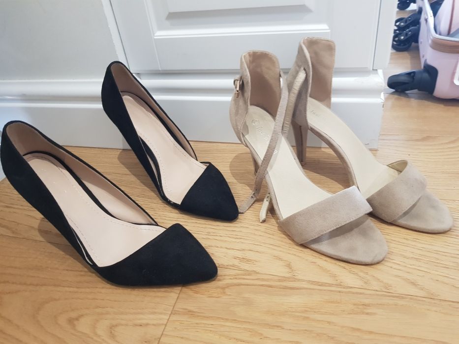 Buty na obcasie sandały szpilki 40 wysokie nude czarne