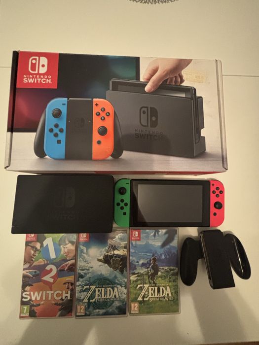 Nintendo Switch - super zestaw, swietny stan - Zelda BOTH i Zelda TOTK