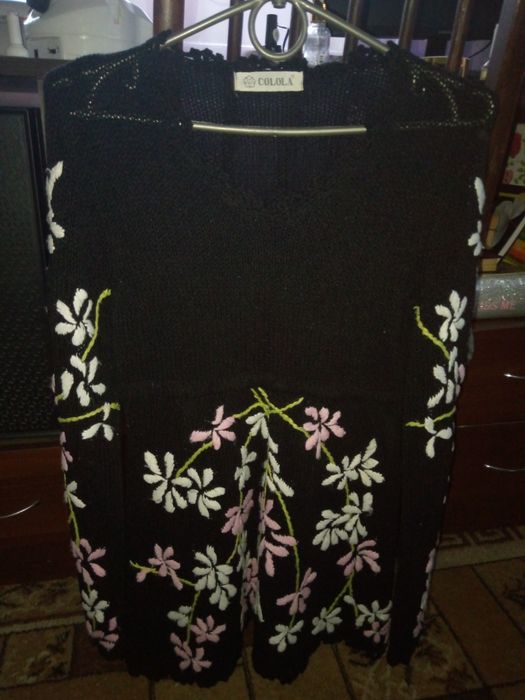 В’язане плаття з квітами — етно-бохо стиль, ручна робота