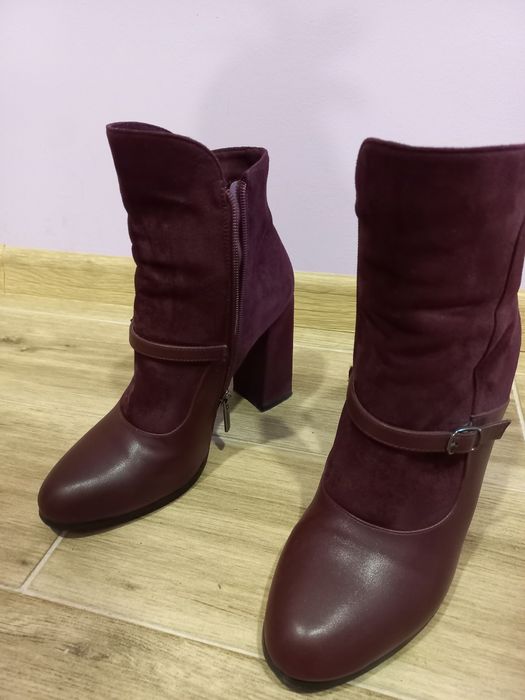 Натуральні замшеві черевички,бургундія