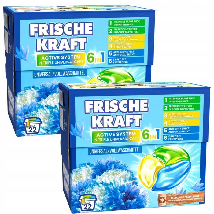Frische Kraft 6w1 Niemieckie Kapsułki do Prania Uniwersalne 44 szt.