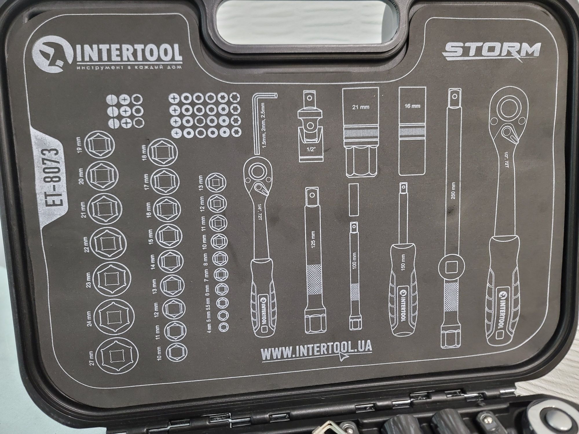 Набор инструментов головок Intertool Storm ET-8073 5лет Гарантия Новый