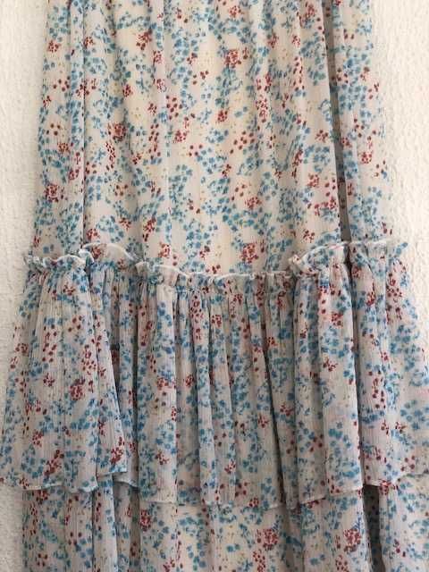 Saia estampada, com folho